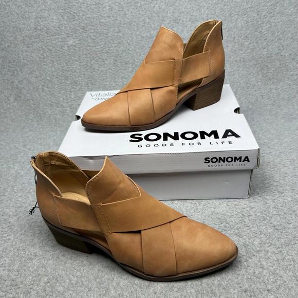 Sonoma Ankle Pointed Toe Boots Womens 9 Brown Western Casual Low Heel Bootie Sonoma Ankle Pointed Toe Boots Womens 9 Brown Western Casual Low Heel Bootie